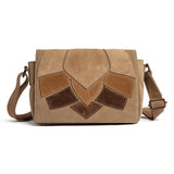 DEPECHE Suede crossover bag with brown patch details Cross over 011 Sand