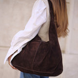 DEPECHE Suede shopper Shoulderbag / Handbag 008 Chocolate