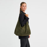 DEPECHE Suede shopper Shoulderbag / Handbag 049 Army Green