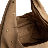 DEPECHE Suede shoulder and handbag with all-over studs Shoulderbag / Handbag 011 Sand