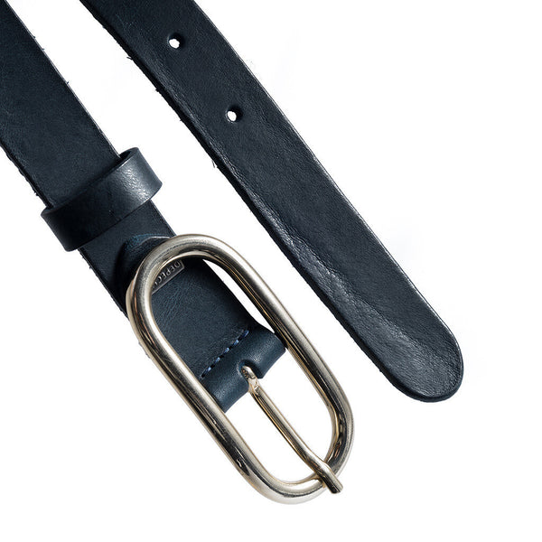 DEPECHE Timeless narrow belt in delicious leather quality Belts 101  Dark blue