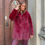 Depeche Clothing Vera faux fur jacket Jackets 279 Burgundy