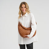 DEPECHE Warsaw handwoven leather shoulder bag Shoulderbag / Handbag 005 Vintage cognac