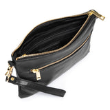 DEPECHE Beautiful leather clutch with golden zippers Small bag / Clutch 099 Black (Nero)