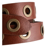 DEPECHE Cool jeans leather belt decorated with large eyelets Belts 014 Cognac