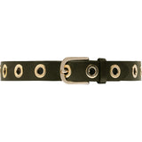 DEPECHE Cool jeans leather belt decorated with large eyelets Belts 049 Army Green