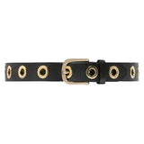 DEPECHE Cool jeans leather belt decorated with large eyelets Belts 097 Gold
