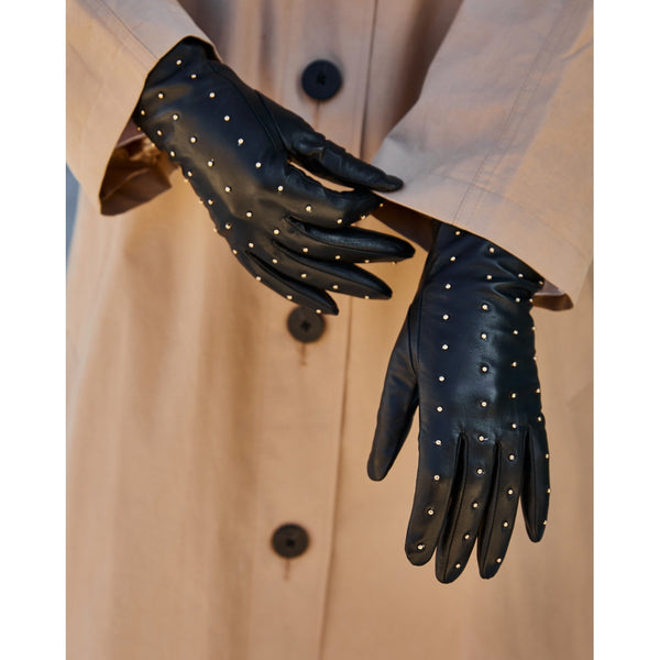 DEPECHE Cool leather gloves with studs Gloves 097 Gold