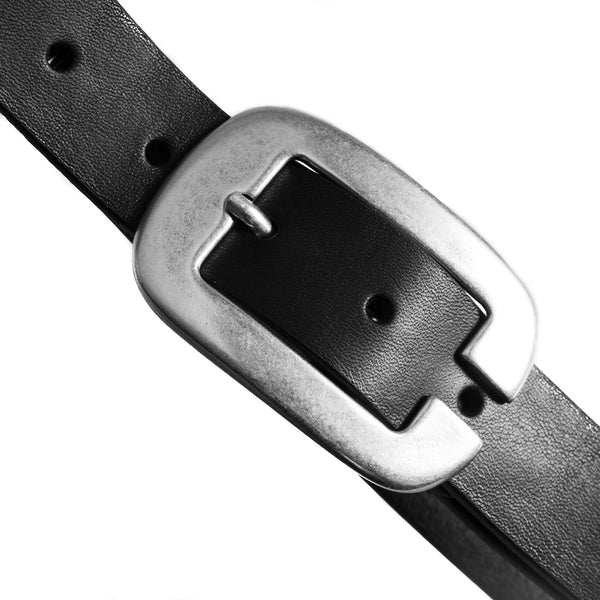 DEPECHE Jeans leather belt with pretty buckle Belts 187 Black/Silver