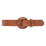 DEPECHE Jenas leather belt with large buckle Belts 014 Cognac
