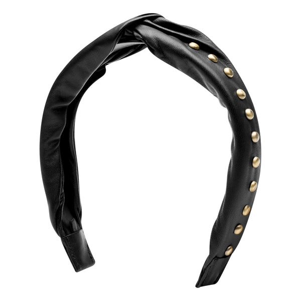 DEPECHE Leather hairband decorated with studs Accessories 099 Black (Nero)