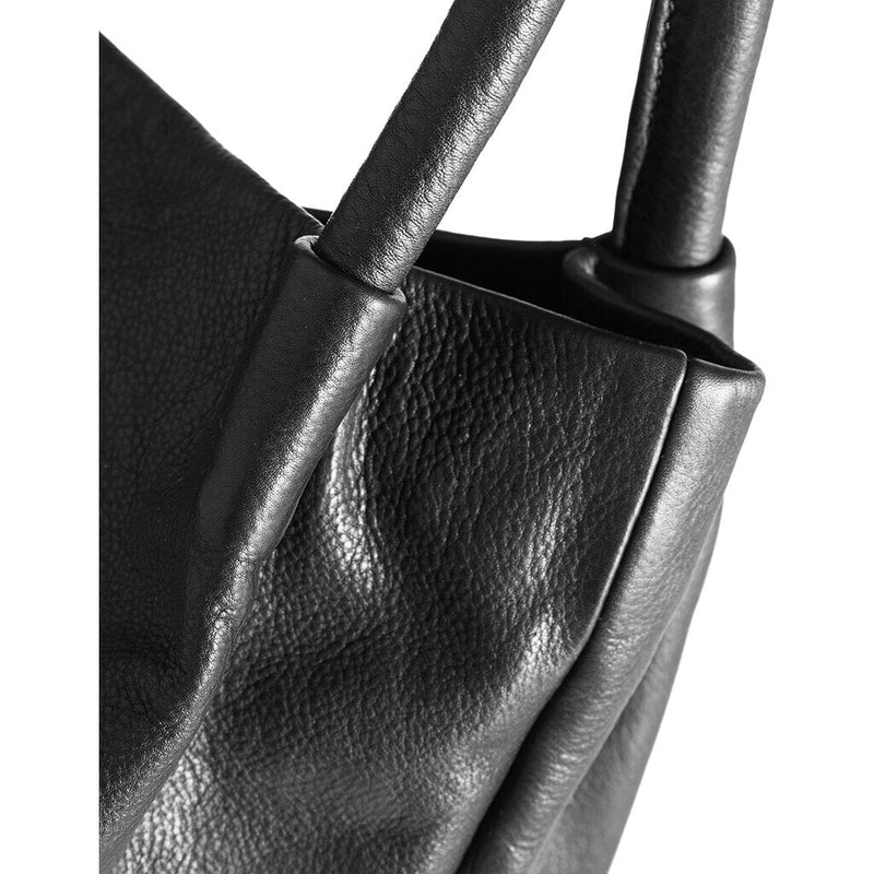 DEPECHE Leather shopper bag in a soft and wearable quality Shopper 099 Black (Nero)