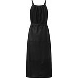 Depeche leather wear Midi leather dress with waist belt Dresses 099 Black (Nero)