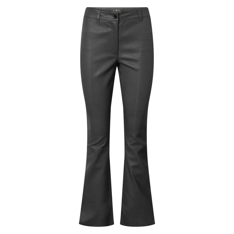 Depeche leather wear Stretch flare pants in soft leather quality Pants 129 Dark grey