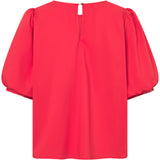 Depeche Clothing Abi blouse with puff at shoulder Tops 043 Red