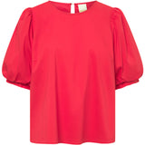 Depeche Clothing Abi blouse with puff at shoulder Tops 043 Red