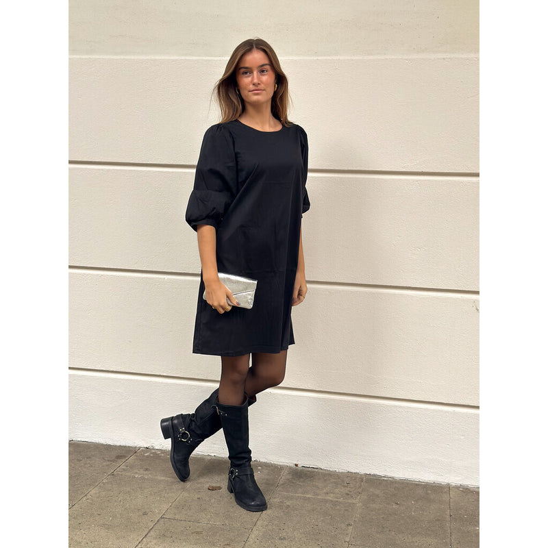 Depeche Clothing Abi dress with ¾ puff at shoulder Dresses 099 Black (Nero)