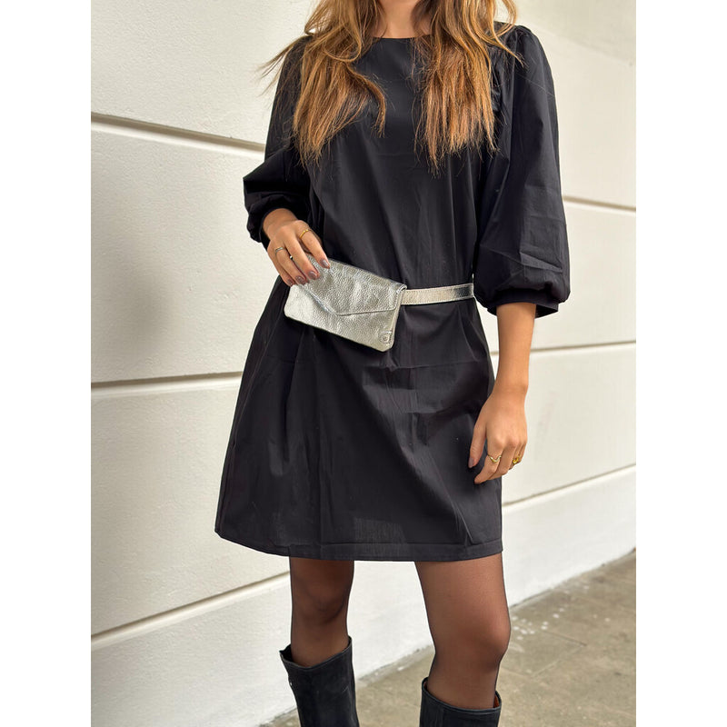 Depeche Clothing Abi dress with ¾ puff at shoulder Dresses 099 Black (Nero)