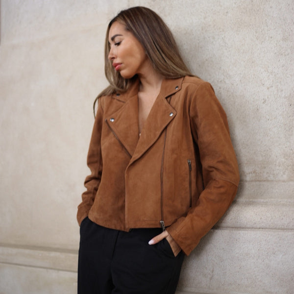 Depeche leather wear Abigail suede jacket Jackets 014 Cognac