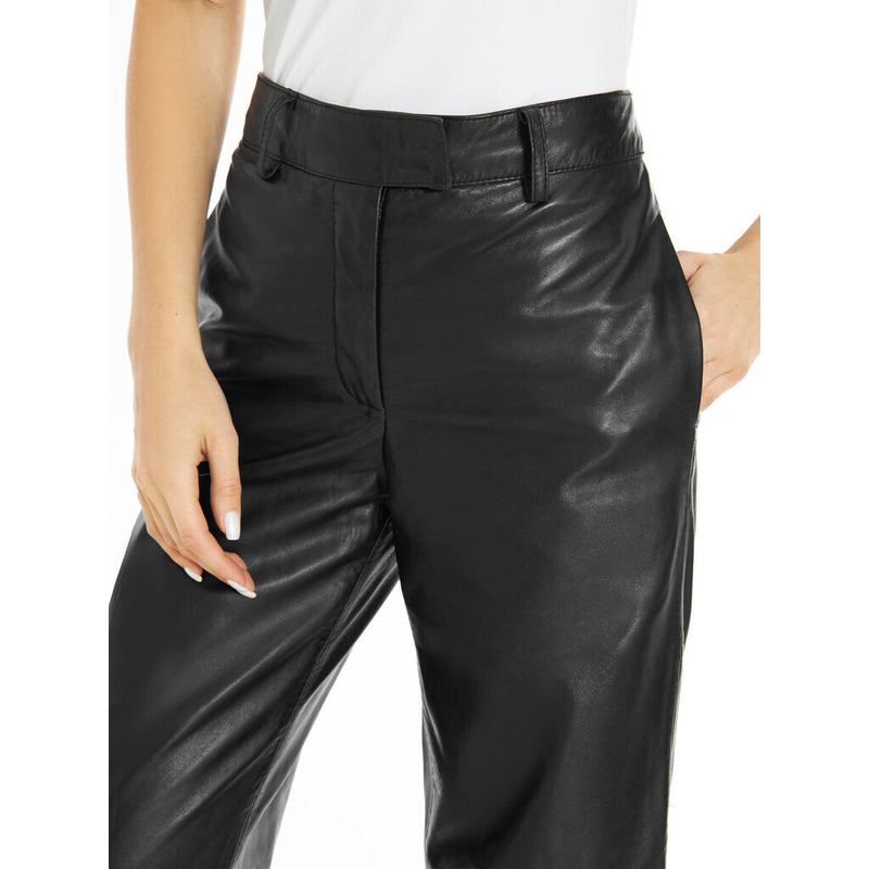 Depeche leather wear Adele leather pants with wide and straight legs Pants 099 Black (Nero)