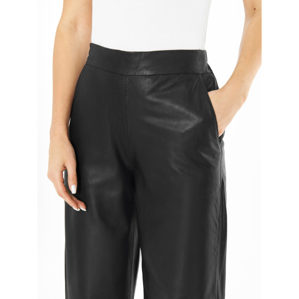 Alicia straight leg pants in leather / 50268 - Black – DEPECHE