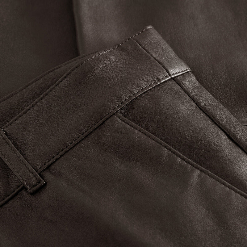Depeche leather wear Amelia RW stretch chino leather pant 7/8 length Pants 008 Chocolate