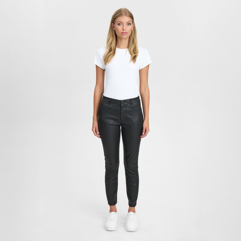 Depeche leather wear Amelia RW stretch chino leather pant 7/8 length Pants 099 Black (Nero)