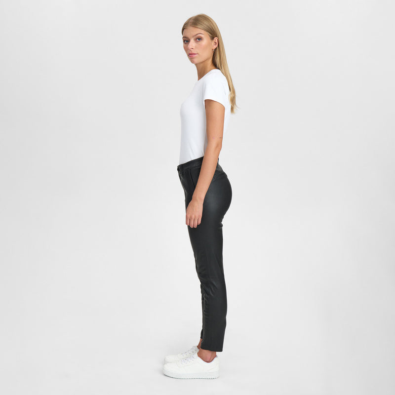 Depeche leather wear Amelia RW stretch chino leather pant 7/8 length Pants 099 Black (Nero)