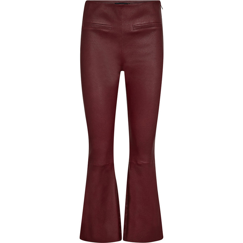 Depeche leather wear Ava RW flare 7/8 length pants with stretch in soft leather quality Pants 279 Burgundy