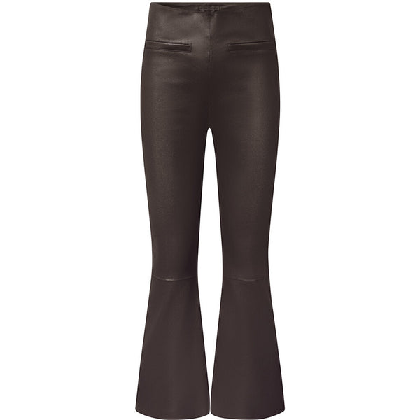 Depeche leather wear Ava RW flare pants with stretch in soft leather quality Pants 008 Chocolate
