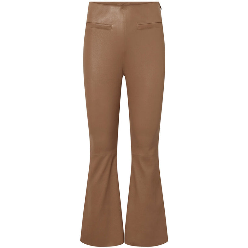 Depeche leather wear Ava RW flare 7/8 length pants with stretch in soft leather quality Pants 199 Nougat