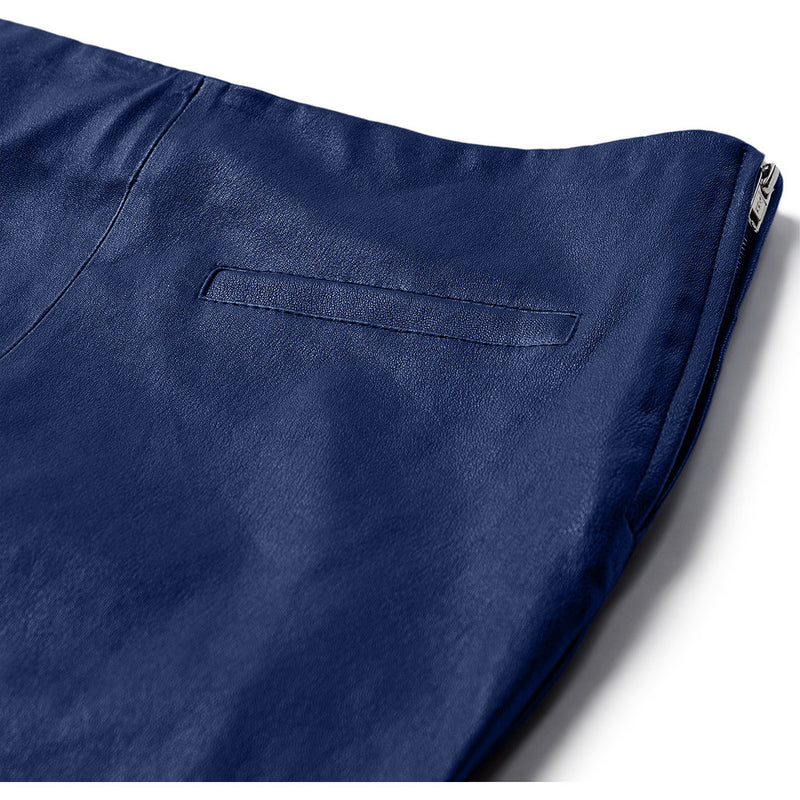 Depeche leather wear Ava RW flare 7/8 length pants with stretch in soft leather quality Pants 247 Bright Blue