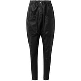 Depeche leather wear Baggy leather pants with raw details Pants 099 Black (Nero)