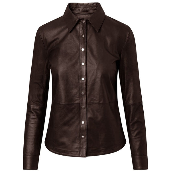 Depeche leather wear Basic Sharon shirt in soft leather quality Shirts 015 Brown