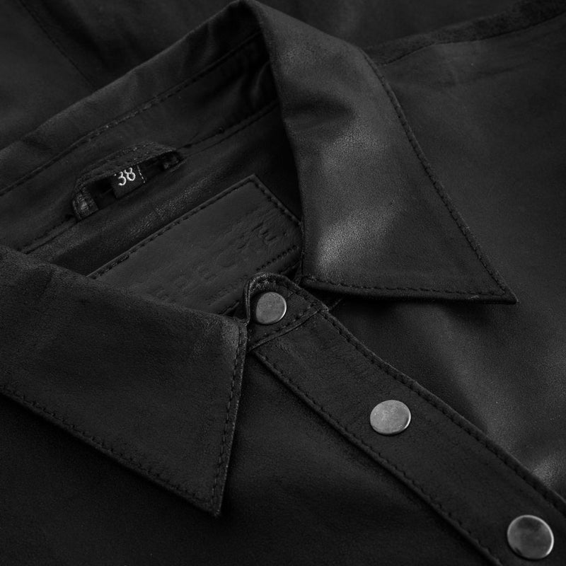 Depeche leather wear Basic Sharon shirt in soft leather quality Shirts 099 Black (Nero)