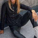 Depeche leather wear Basic Sharon shirt in soft leather quality Shirts 099 Black (Nero)