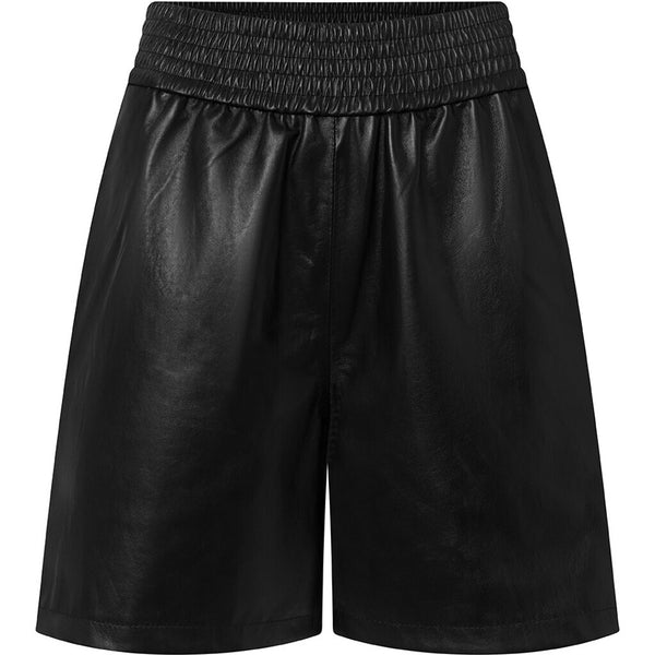 Depeche leather wear Beautiful Free leather shorts with elastic Shorts 099 Black (Nero)