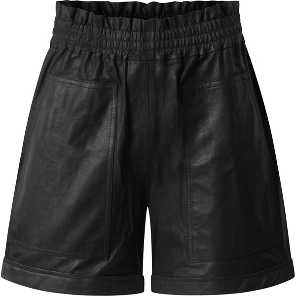Depeche leather wear Beautiful Hanna leather shorts with elastic Shorts 099 Black (Nero)