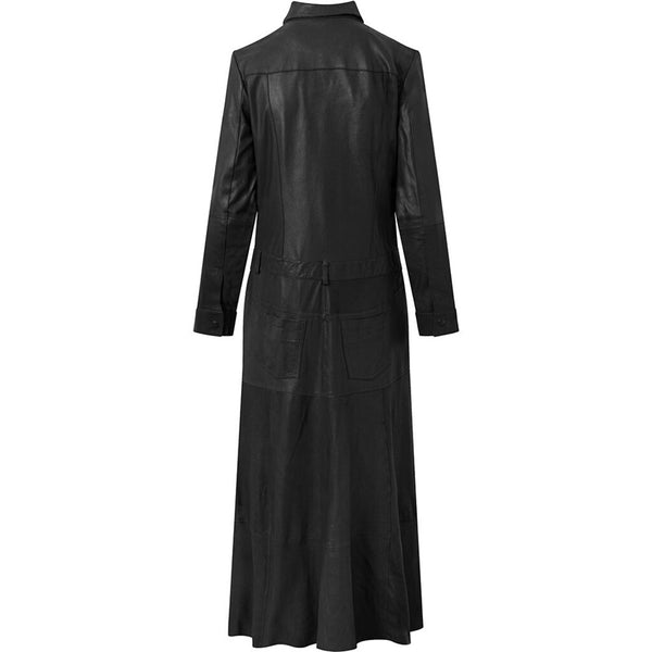 Depeche leather wear Beautiful Rava maxi shirt/ dress in soft leather Dresses 099 Black (Nero)