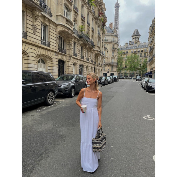 Depeche Clothing Beautiful Tara strap dress in delicious linen quality Dresses 001 White