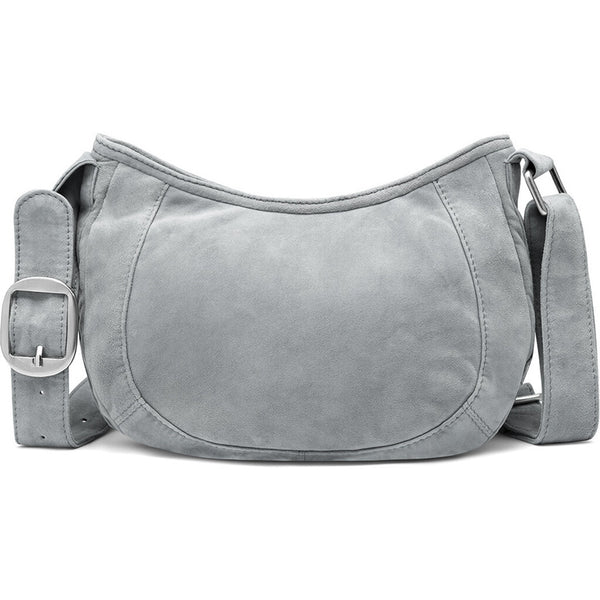 DEPECHE Beautiful cross over bag in suede with buckle detail Cross over 240 Silver Grey