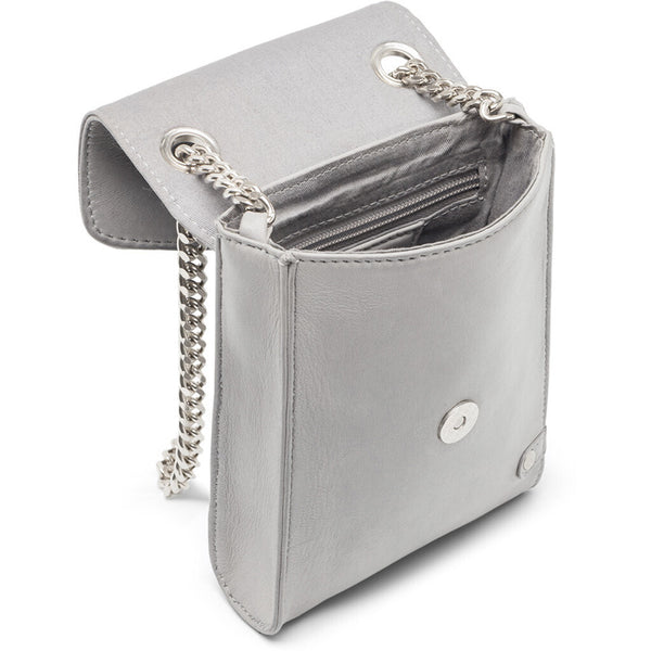 DEPECHE Beautiful leather mobile bag with chain strap Mobilebag 021 Grey (Cenere)