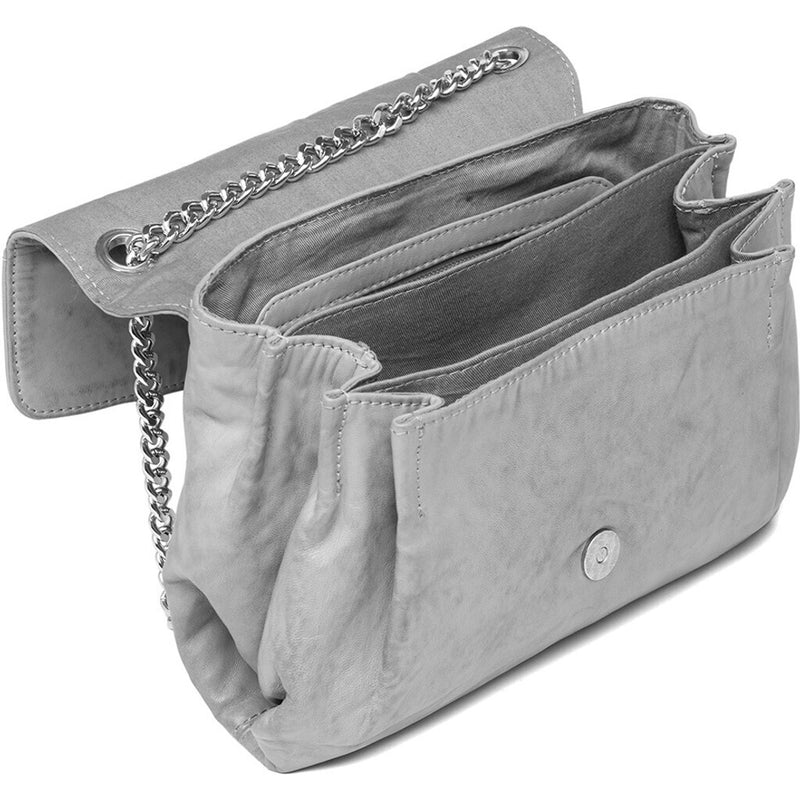 DEPECHE Beautiful leather shoulderbag with chain strap Cross over 021 Grey (Cenere)