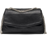 DEPECHE Beautiful leather shoulderbag with chain strap Cross over 099 Black (Nero)