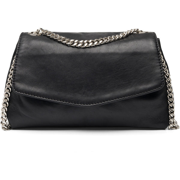 DEPECHE Beautiful leather shoulderbag with chain strap Cross over 099 Black (Nero)