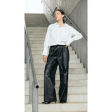 Depeche leather wear Bella HW leather pants in full length Pants 099 Black (Nero)