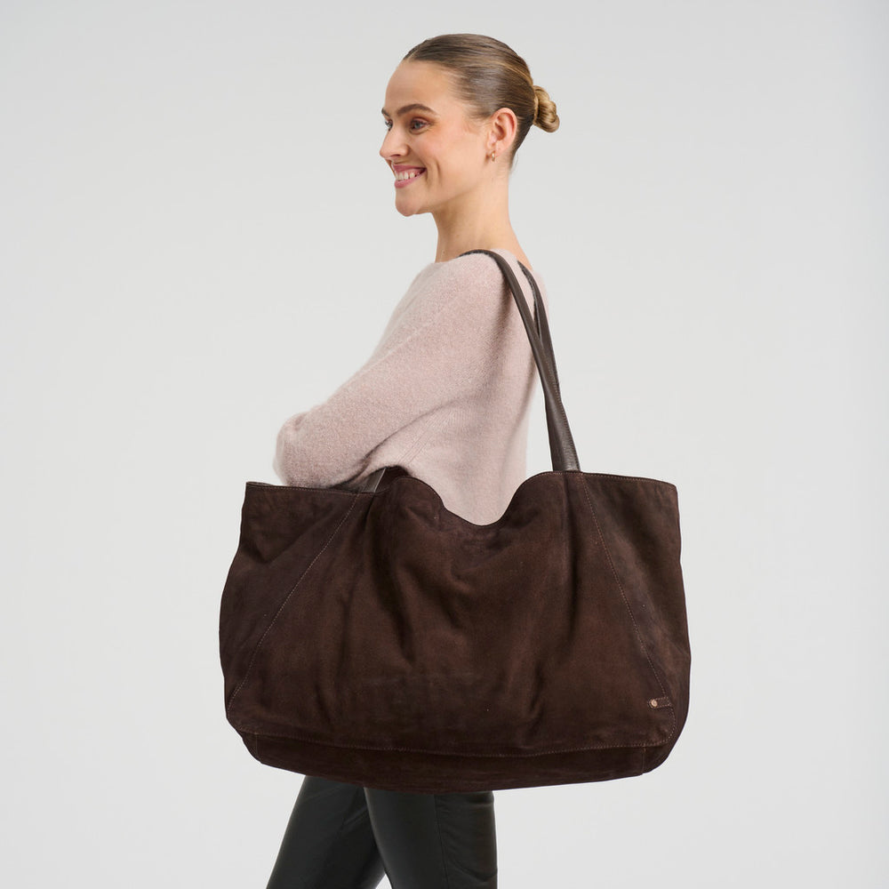 Bilbao leather & suede shopper bag / 16982 - Chocolate – DEPECHE