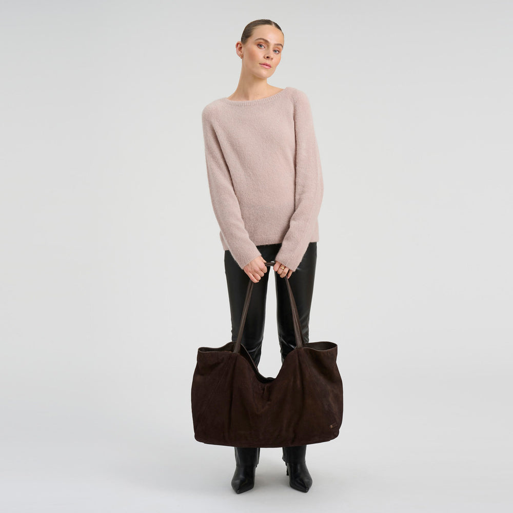 Bilbao leather & suede shopper bag / 16982 - Chocolate – DEPECHE