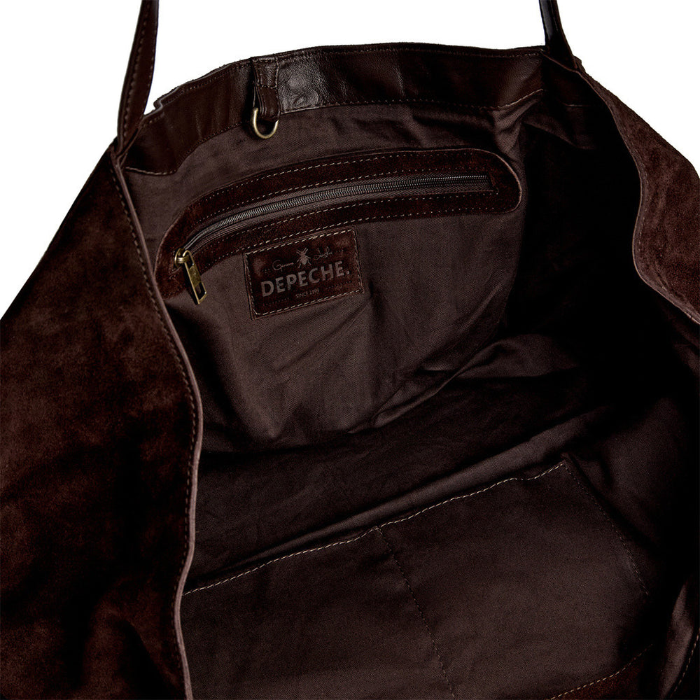 Bilbao leather & suede shopper bag / 16982 - Chocolate – DEPECHE