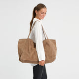 DEPECHE Bilbao leather & suede shopper bag Shopper 342 Dark Mud